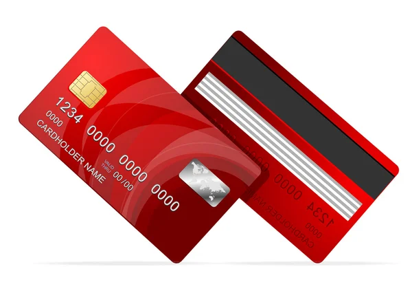 Vector Credit Card red icon Isolated on white — Stock Vector