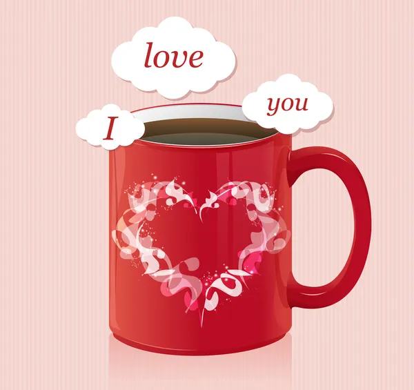 矢量咖啡杯子与文本区情人节卡片 — 图库矢量图片