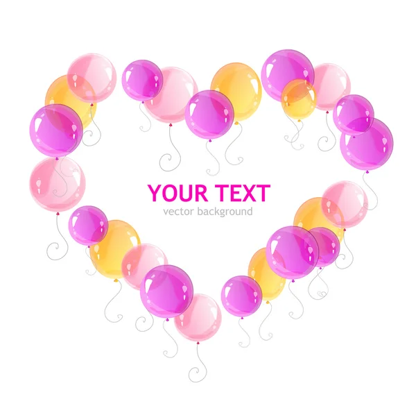 Διάνυσμα μπαλόνια καρδιά και κείμενο — Διανυσματικό Αρχείο