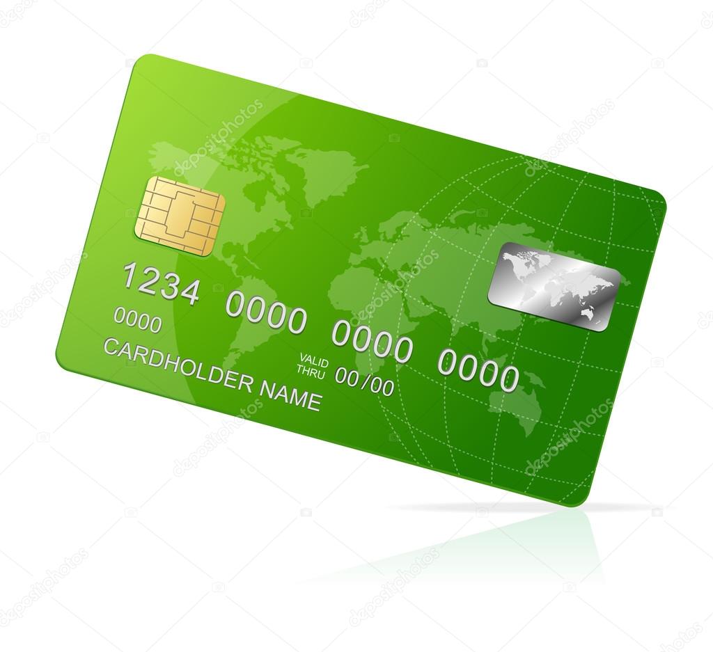 Credit Card green icon Isolated on white
