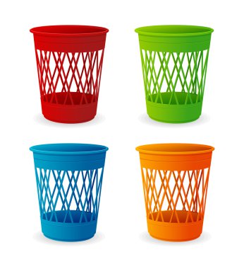 Beyaz plastik sepet set, çöp kovaları vektör