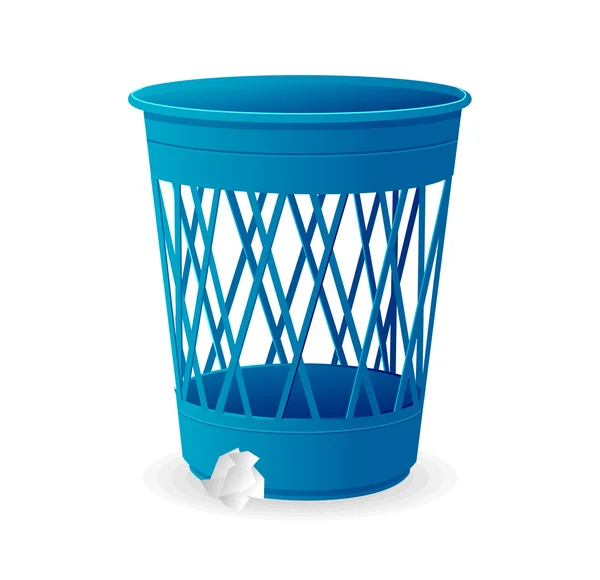 Vektor Plastik blauer Korb, Mülleimer auf weiß — Stockvektor