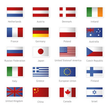 Dünya bayrakları pulları olarak