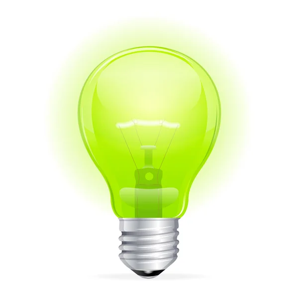 Vector green light bulb gloeilamp geïsoleerd op wit — Stockvector