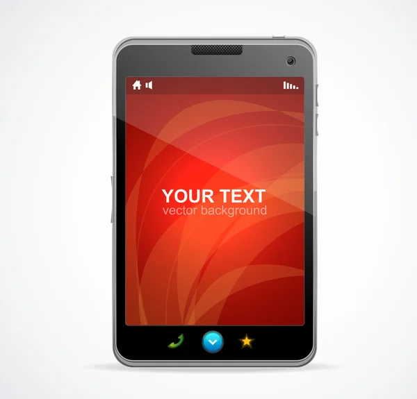 Smart telefon med röd skärm och text — Stock vektor