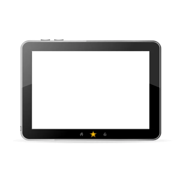 Pc tablet hitam pada vektor latar belakang putih - Stok Vektor