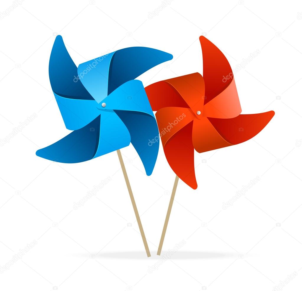 vector colorful windmills