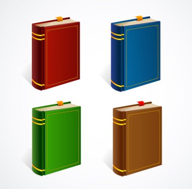 Vector old book icon set clipart