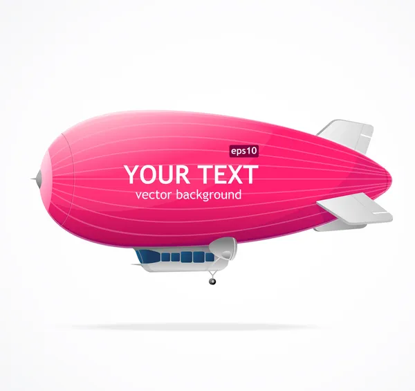 Pink dirigible balloon and text. Vector — Stock Vector