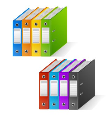 Set of colorful ring binders rainbow clipart
