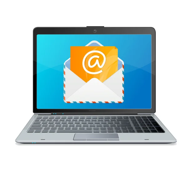 Laptop and mail. Vector. — Stock Vector