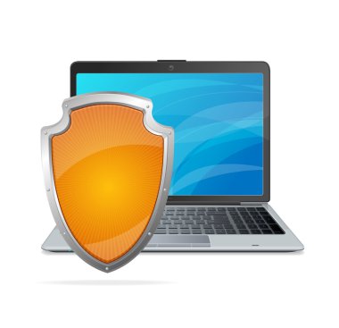 güvenlik kavramı. kalkan antivirus ve dizüstü