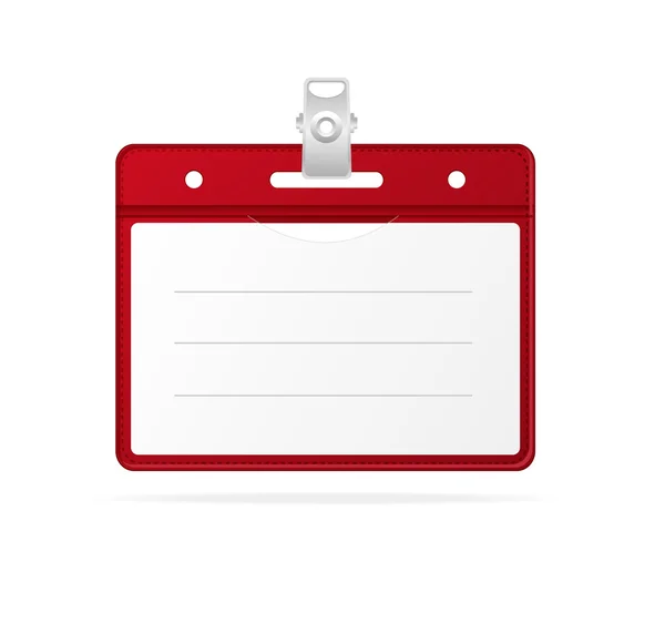 Identificação em branco (cartão de identificação) Distintivo vermelho isolado —  Vetores de Stock