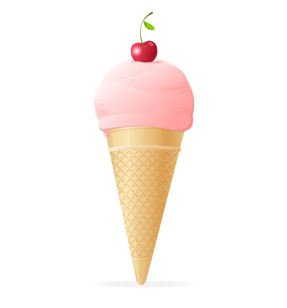 Vector ice cream with a cherry — Stock Vector