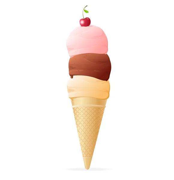 矢量冰淇淋、 锥体再加上额外的勺 — 图库矢量图片