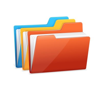 Three folders with paper clipart