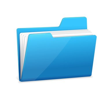 Blue file folder with documents clipart