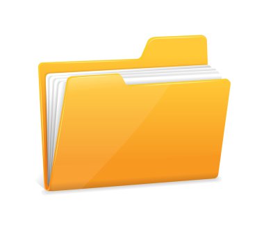Yellow file folder with documents clipart