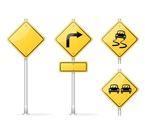 Vetor sinal de trânsito em branco amarelo — Vetor de Stock
