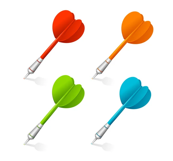 Four darts isolated on white — Stock Vector