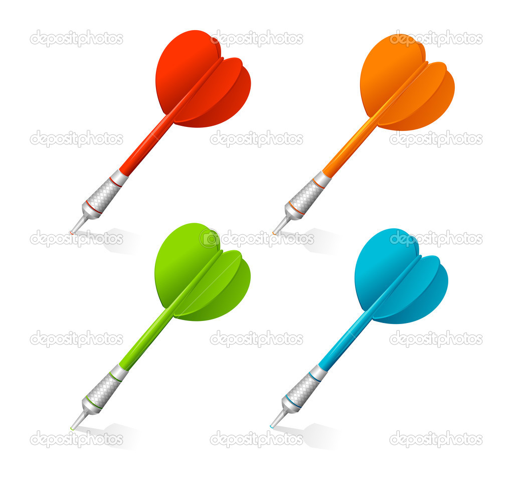 Four darts isolated on white