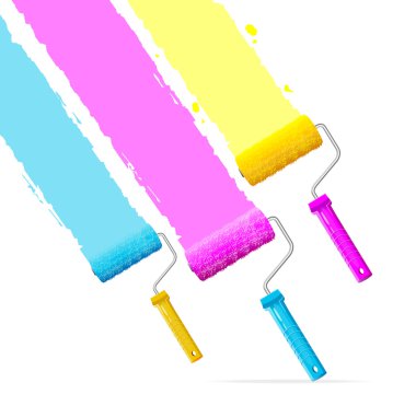 cmyk boya ile vektör merdane fırçalar