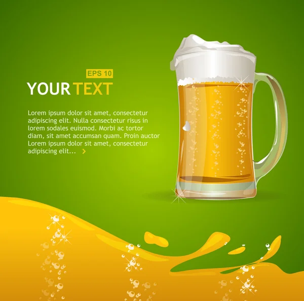 Caneca de cerveja fundo para texto — Vetor de Stock