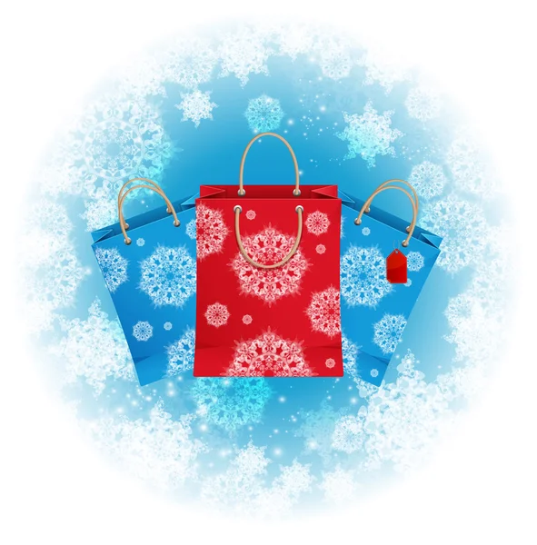 Fond de Noël avec des sacs à provisions — Image vectorielle