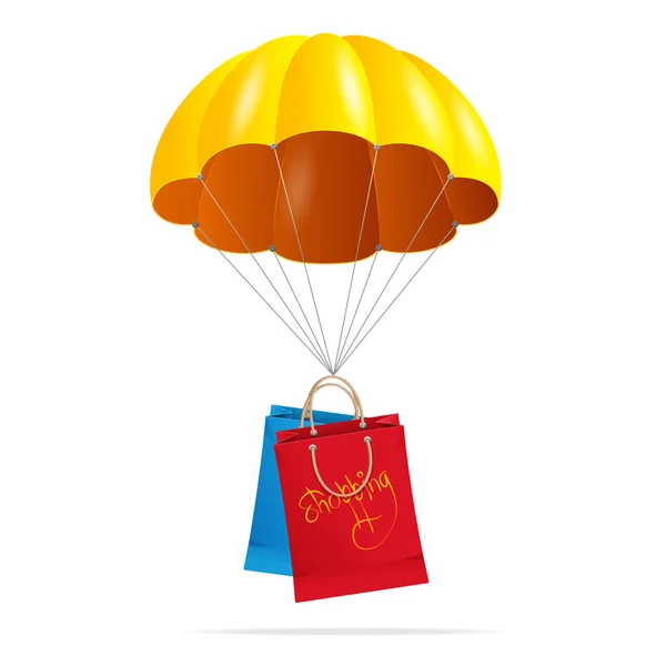 黄伞提着购物袋 — 图库矢量图片