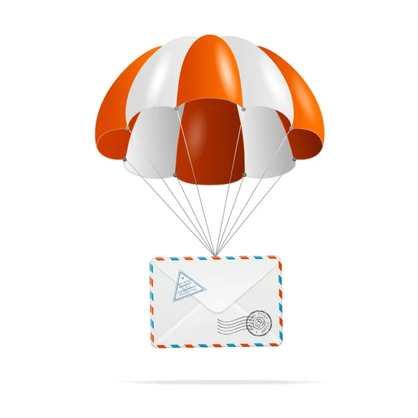 Mail delivery. Parachute. — Stock Vector