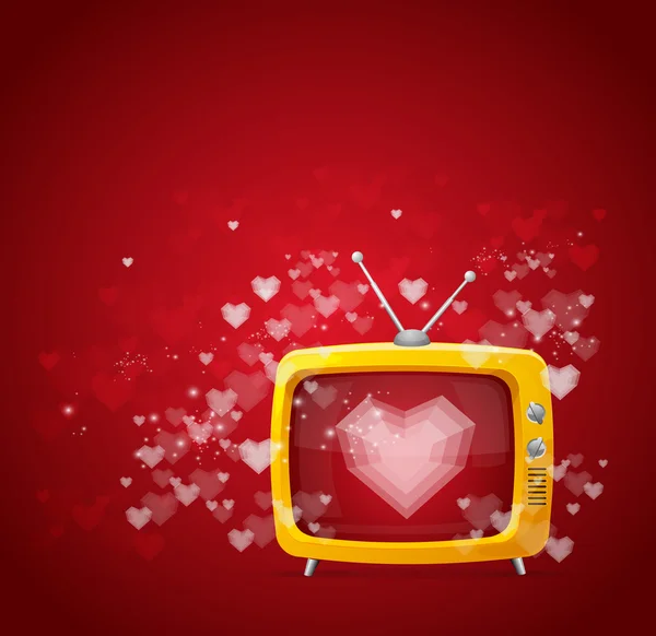 テレビの心とバレンタインの日カード ベクトル — ストックベクタ