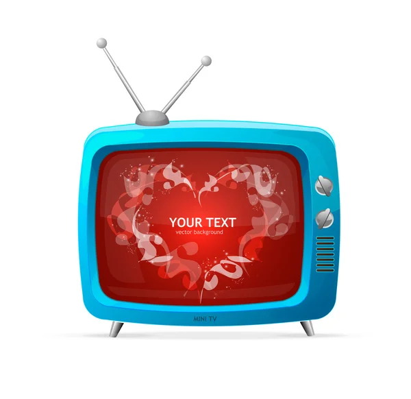 Hart en tv valentines dag kaart vector — Stockvector