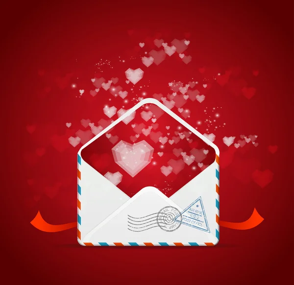 心とメールのバレンタインデー カード ベクトル — ストックベクタ