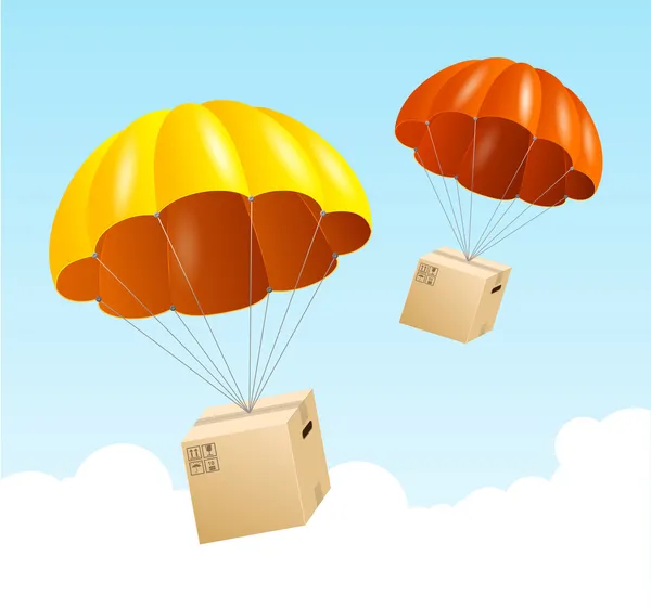 Un paracadute vettoriale. Concetto trasporto aereo — Vettoriale Stock