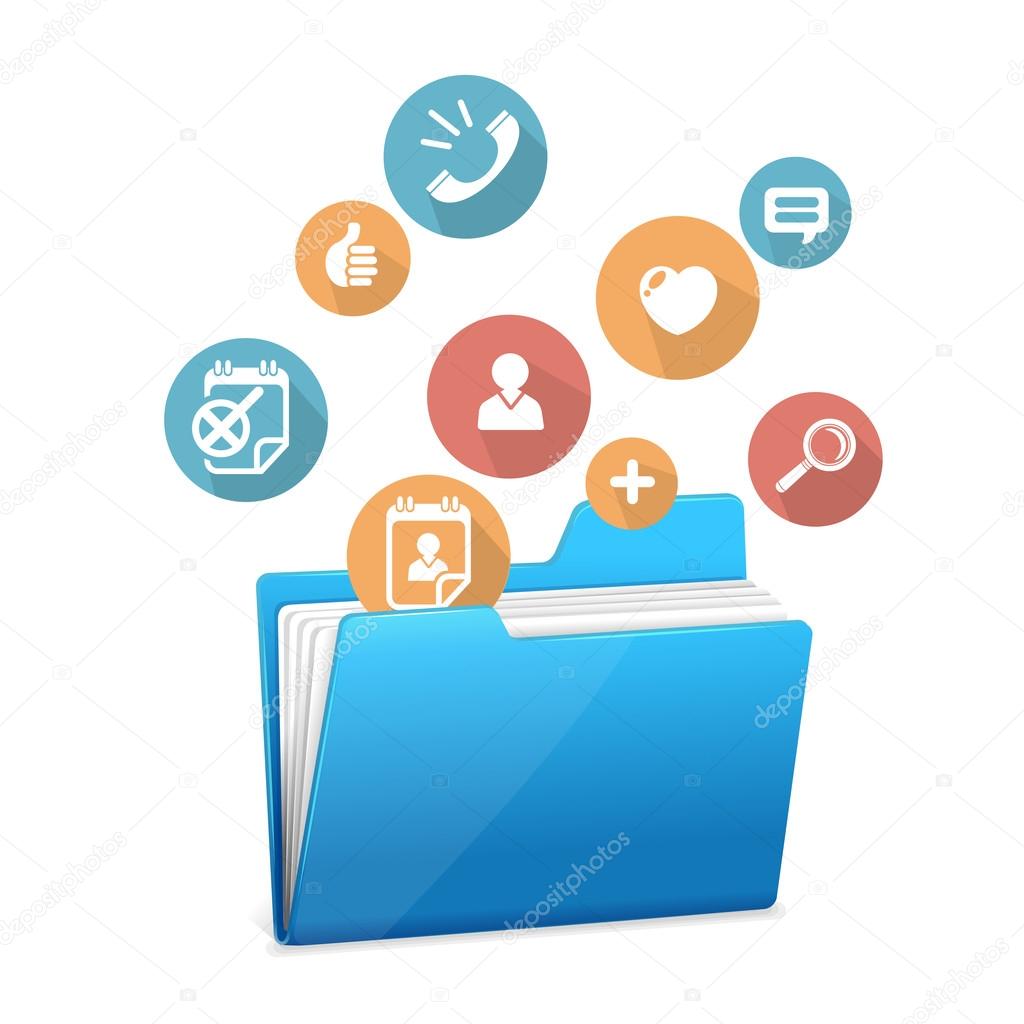 Yellow file folder icon and flat icons
