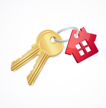 House keys with Red Key chain clipart