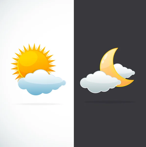 Vektor-Wettersymbole Sonne und Mond — Stockvektor