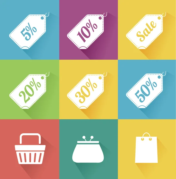 Vector set of modern flat sale icons. Shopping. — Stock Vector