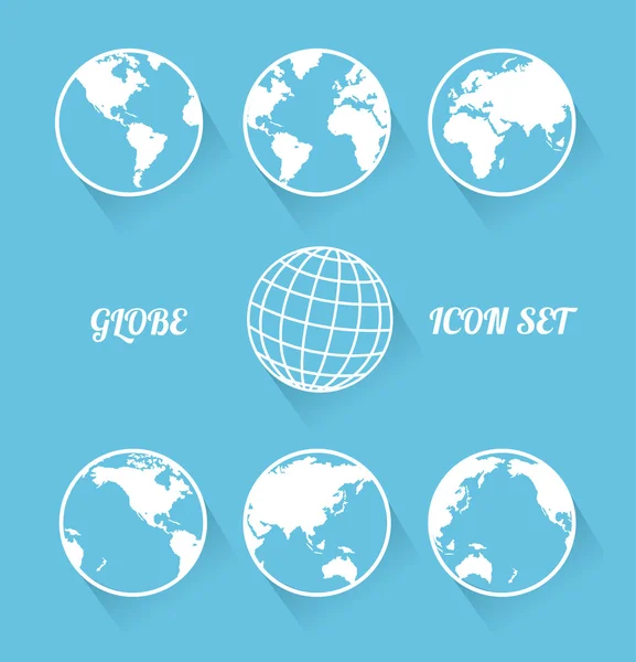 Vecrot globo icono conjunto. Estilo plano moderno — Vector de stock