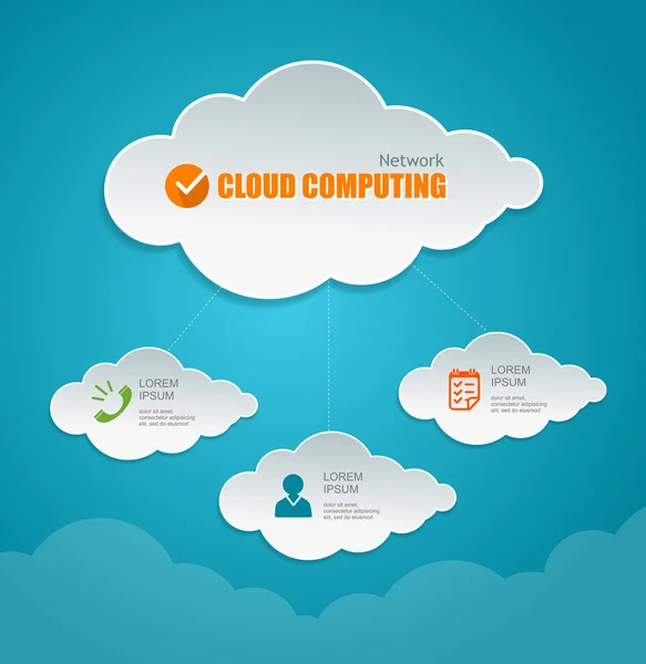 Concetto di cloud computing. Icone e testo — Vettoriale Stock