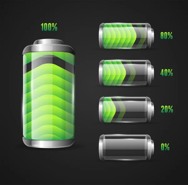 Illustrazione vettoriale del livello della batteria Indicatore — Vettoriale Stock