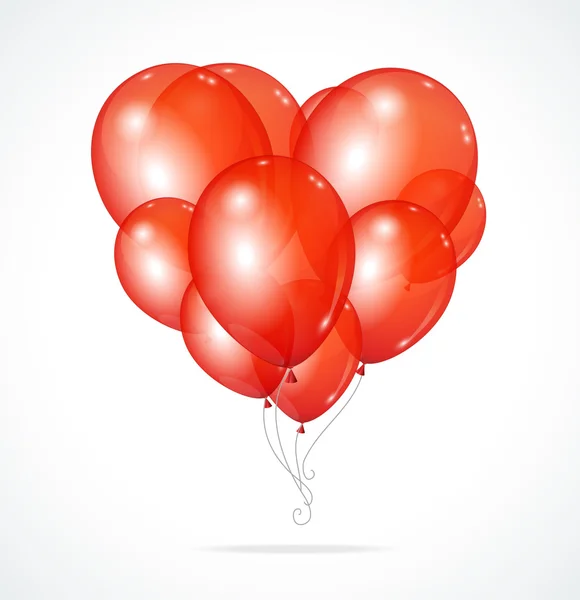 Color glossy balloons heart red — Stock Vector