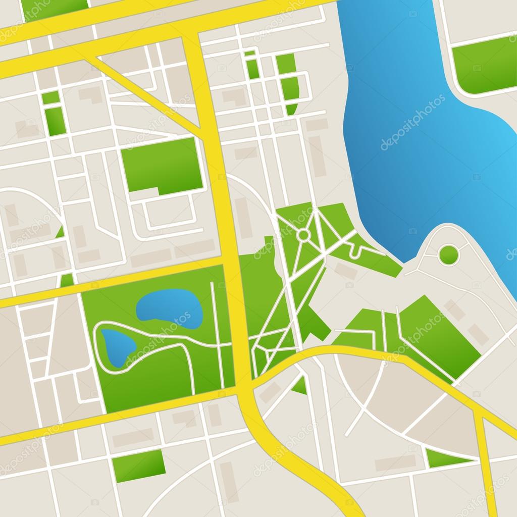 Vector cbstract city map and river
