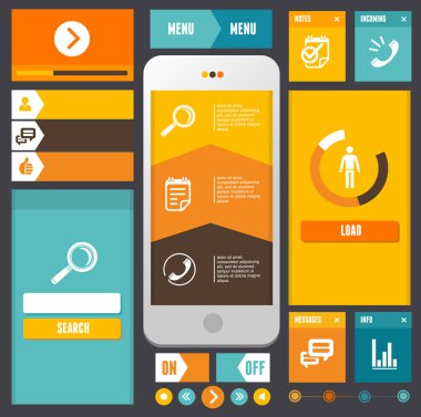 Modern UI düz tasarım vektör kiti. Web öğeleri