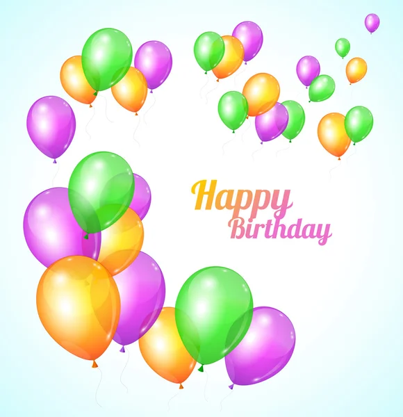 Kolor karty urodziny. balony lot — Wektor stockowy