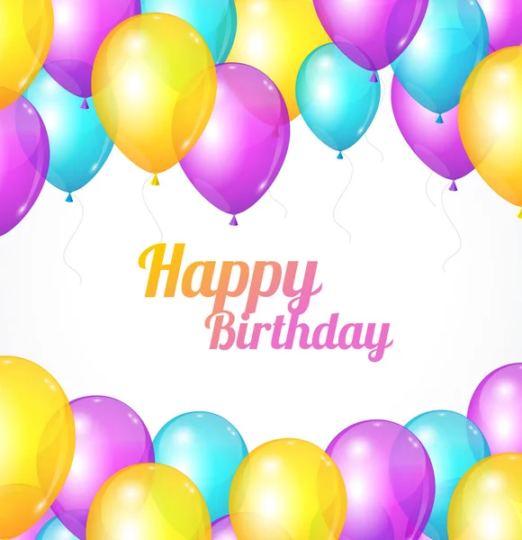 Kolor karty urodziny. balony lot — Wektor stockowy