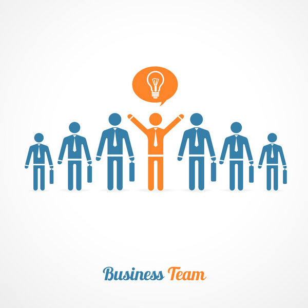 Векторный человеческий символ командной работы. Идея концепции
