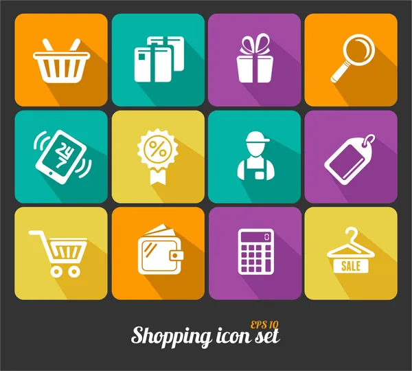 Vector ícones de compras plana —  Vetores de Stock