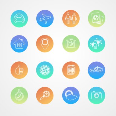 vektör seyahat anahat Icon set