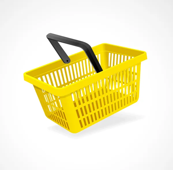 Vector cesta de compras amarelo no branco — Vetor de Stock